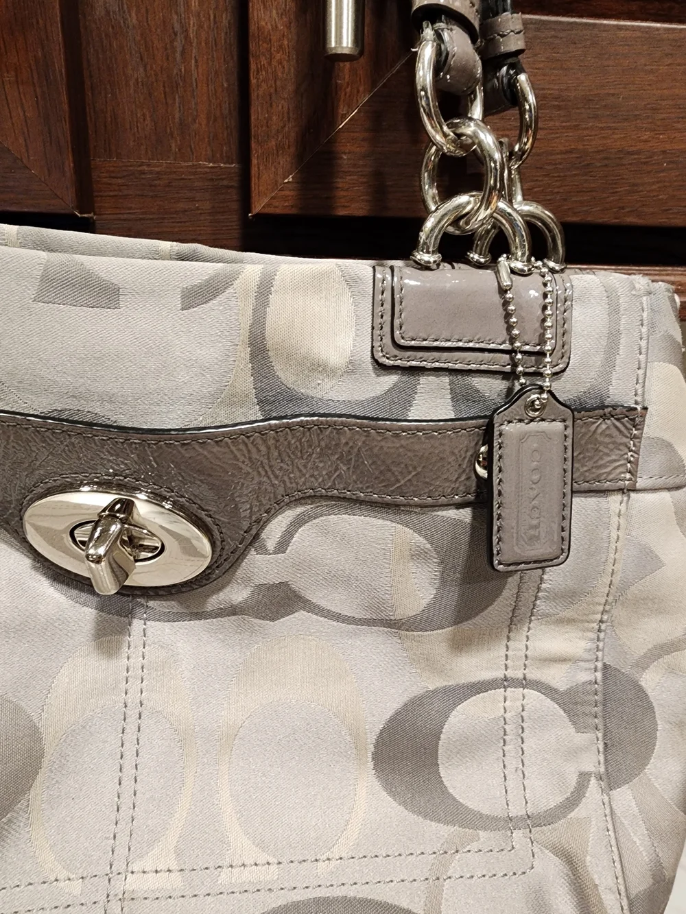 Coach Penelope Optic Signature Gray Shoulder Bag